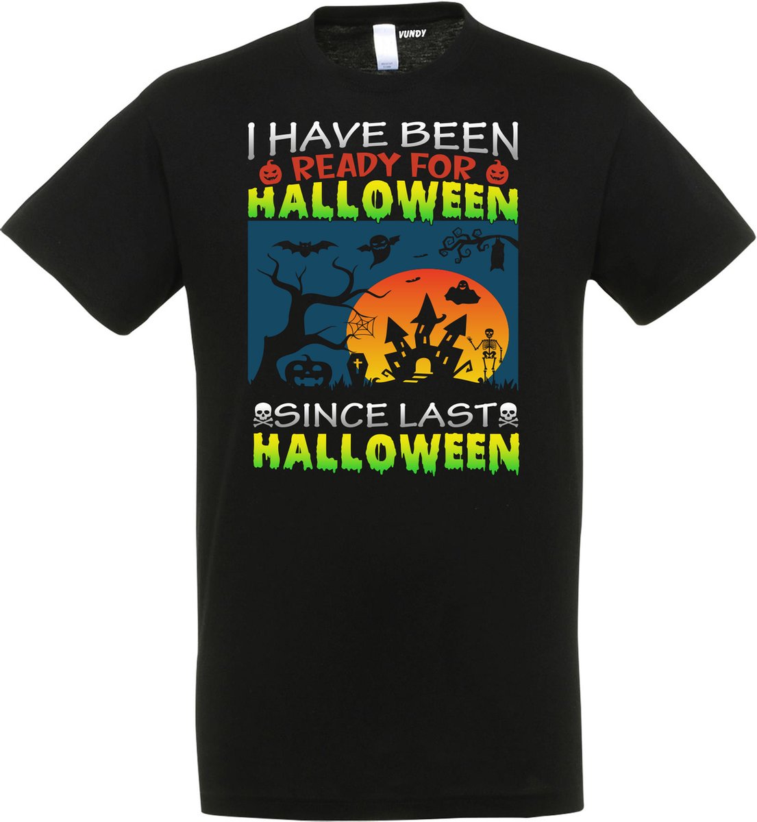 T-shirt kinderen Ready for Halloween | Halloween kostuum kind dames heren | verkleedkleren meisje jongen | Zwart | maat 128